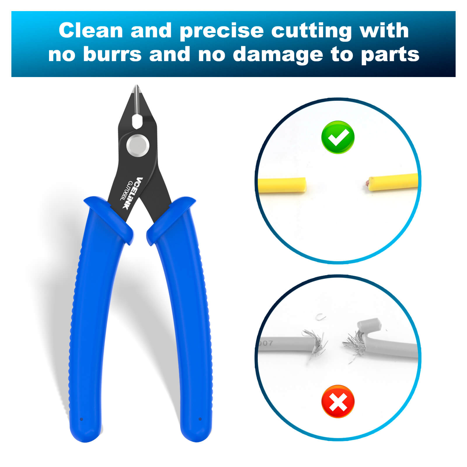 BST-2D Electrical Wire Cable Cutters Cutting Side Snips Flush