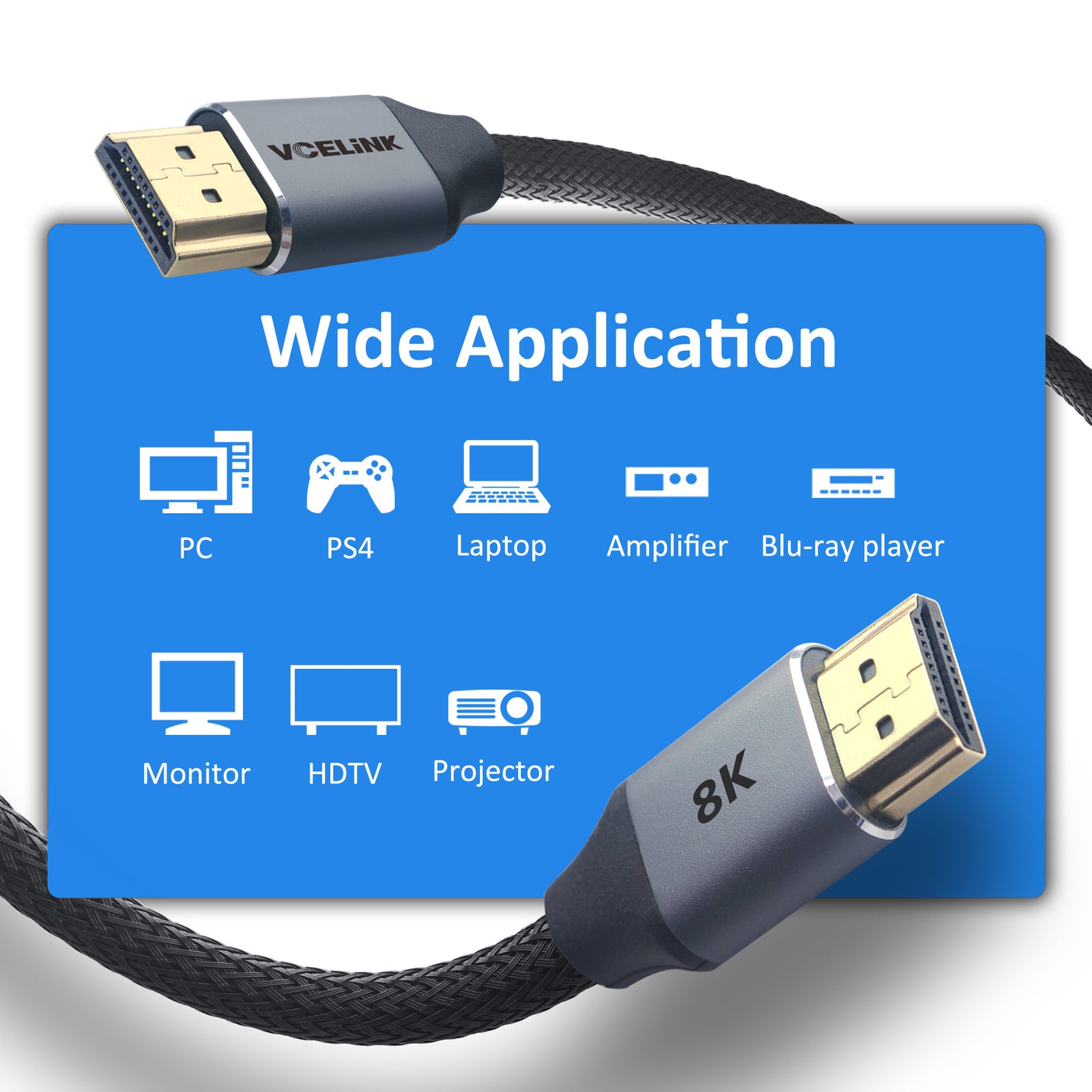 8K HDMI 2.1 Cable 48Gbps VCELINK