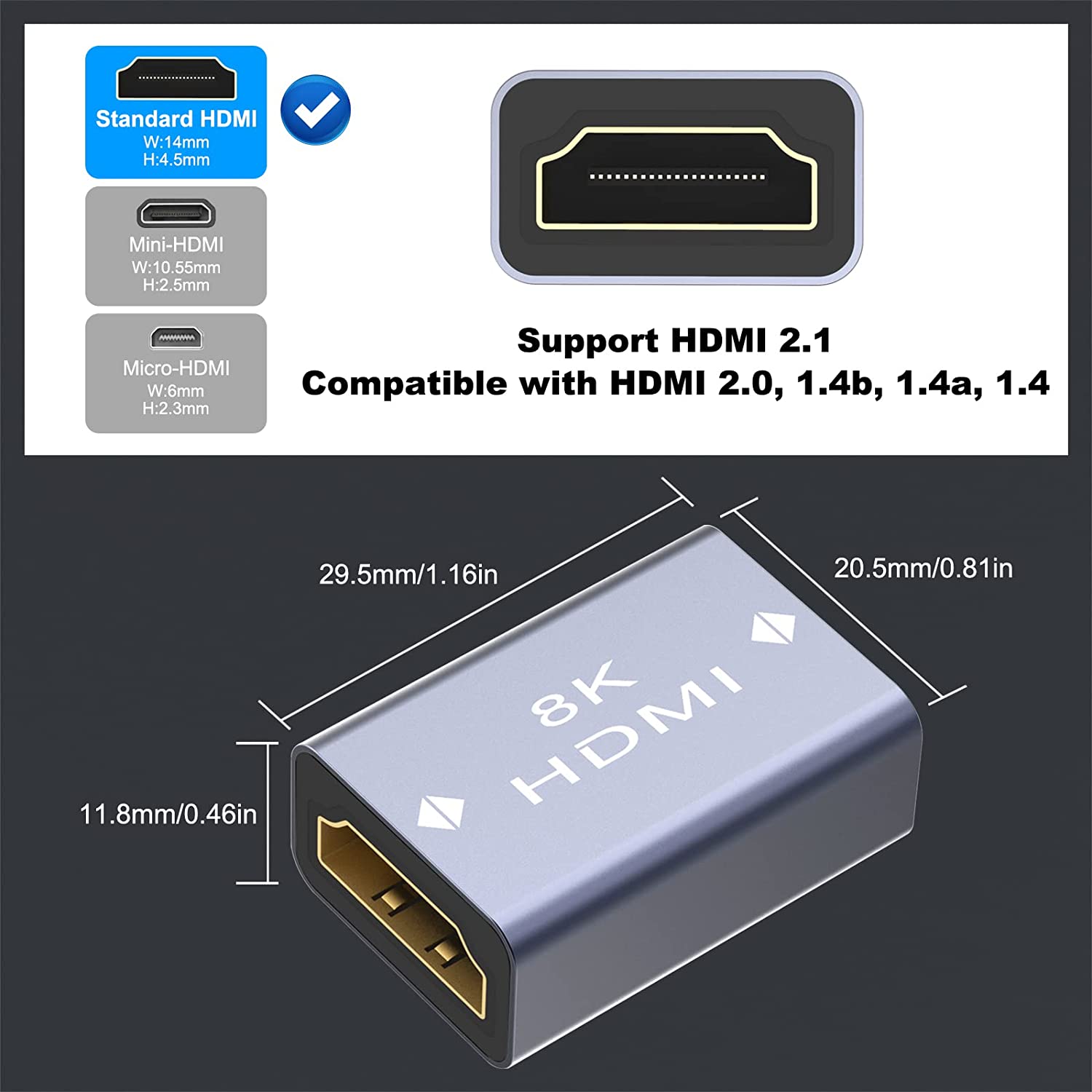 Coupleur HDMI 8K 2.1, adaptateur HDMI femelle vers HDMI femelle